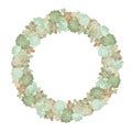 Wreath of succulents of different types on a white background Royalty Free Stock Photo